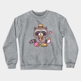 Cute Raccoon Eating Fast Food Crewneck Sweatshirt